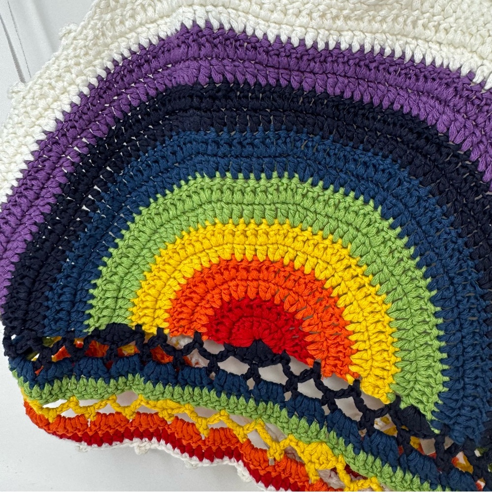 Stolen Hearts Crochet Rainbow Halter Bare Back Crop Top size s/m - Picture 3 of 9